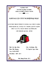 Khóa luận Giải pháp hoàn thiện và nâng cao chất lượng thẩm định dự án đầu tư trong quyết định cho vay của ngân hàng sacombank chi nhánh Quảng Bình