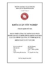Khóa luận Hoàn thiện công tác kiểm toán phần hành tài sản cố định trong kiểm toán tài chính tại công ty TNHH dịch vụ kiểm toán và tư vấn UHY
