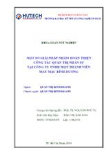 Khóa luận Một số giải pháp nhằm hoàn thiện công tác quản trị nhân sự tại công ty TNHH một thành viên may mặc Bình Dương