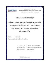 Khóa luận Nâng cao hiệu quả hoạt động tín dụng tại ngân hàng thương mại cổ phần công thương Việt Nam chi nhánh Bình Phước