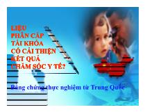 Liệu phân cấp tài khóa có cải thiện kết quả chăm sóc y tế