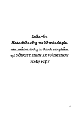 Luận văn Hoàn thiện công tác kế toán chi phí sản xuất và tính giá thành sản phẩm tại công ty TNHH sản xuất và thương mại inox Toàn Việt