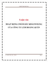 Luận văn Hoạt động chăm sóc khách hàng của công ty Lâm Hoàng Quân