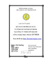 Luận văn Kế toán chi phí sản xuất và tính giá thành sản phẩm tại công ty TNHH liên doanh công nghệ thực phẩm An Thái