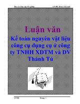 Luận văn Kế toán nguyên vật liệu công cụ dụng cụ ở công ty TNHH xây dựng thương mại và dịch vụ Thành Tú