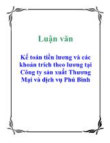 Luận văn Kế toán tiền lương và các khoản trích theo lương tại Công ty sản xuất Thương Mại và dịch vụ Phú Bình