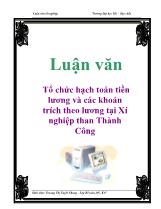 Luận văn Tổ chức hạch toán tiền lương và các khoản trích theo lương tại Xí nghiệp than Thành Công