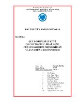 Quy định pháp luật về cơ cấu tổ chức, hoạt động của sở giao dịch chứng khoán và sàn chứng khoán upcom