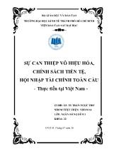 Sự can thiệp vô hiệu hóa, chính sách tiền tệ, hội nhập tài chính toàn cầu - Thực tiễn tại Việt Nam
