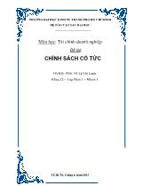 Tài chính doanh nghiệp - Chính sách cổ tức