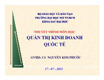 Thuyết trình môn học: Quản trị kinh doanh quốc tế