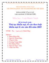 Thuyết trình: Thủ tục khiếu nại, tố cáo theo luật khiếu nại tố cáo sửa đổi năm 2005