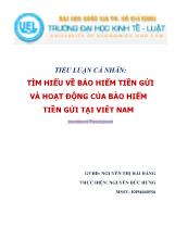 Tiểu luận Cá nhân: Tìm hiểu về bảo hiểm tiền gửi và hoạt động của bảo hiểm tiền gửi tại Viêt Nam