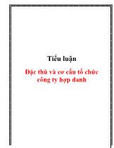Tiểu luận Đặc thù và cơ cấu tổ chức công ty hợp danh