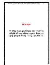Tiểu luận Kỹ năng tham gia tố tụng bảo vệ quyền và lợi ích hợp pháp của người được trợ giúp pháp lý trong các vụ việc dân sự
