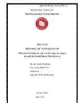 Tiểu luận Môn học: Kế toán quản trị phân tích tình hình sản xuất và triển vọng của công ty sản xuất bia south dakota microbrewery
