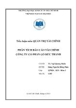 Tiểu luận Môn quản trị tài chính - Phân tích báo cáo tài chính công ty cổ phần gỗ Đức Thành