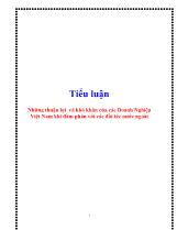 Tiểu luận Những thuận lợi và khó khăn của các Doanh Nghiệp Việt Nam khi đàm phán với các đối tác nước ngoài