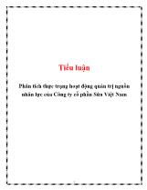 Tiểu luận Phân tích thực trạng hoạt động quản trị nguồn nhân lực của Công ty cổ phần Sữa Việt Nam