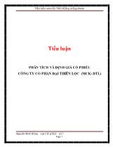 Tiểu luận Phân tích và định giá cổ phiếu công ty cổ phần đại thiên lộc