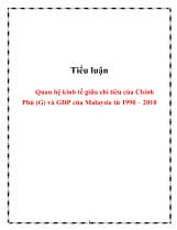 Tiểu luận Quan hệ kinh tế giữa chi tiêu của Chính Phủ (G) và GDP của Malaysia từ 1990 – 2010
