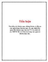 Tiểu luận Tìm hiểu các khoản mục chứng khoán và đầu tư của ngân hàng thương mại, các quy định liên quan đến khoản mục này tại Việt Nam, so sánh với các ngân hàng thương mại Mỹ và Châu âu trong việc quản lý khoản mục này