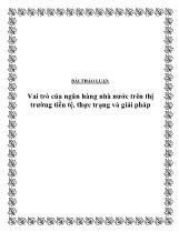 Vai trò của ngân hàng nhà nước trên thị trường tiền tệ, thực trạng và giải pháp