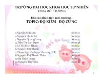 Báo cáo Phân tích môi trường 1: Độ kiềm - Độ cứng