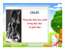 Chủ đề: Năng lực hiểu học sinh trong dạy học và giáo dục