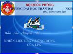 Chuyên đề Nhiên liệu LPG và ứng dụng của LPG