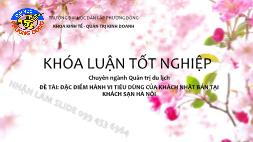 Đề tài Đặc điểm hành vi tiêu dùng của khách Nhật Bản tại khách sạn Hà Nội