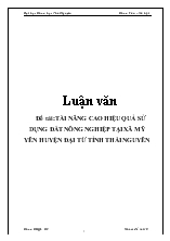 Đề tài : Nâng cao hiệu quả sử dụng đất nông nghiệp tại Xã Mỹ Yên Huyện Đại Từ Tỉnh Thái Nguyên