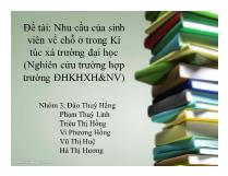 Đề tài: Nhu cầu của sinh viên về chỗ ở trong Kí túc xá trường Đại học (Nghiên cứu trường hợp trường ĐH KHXH & NV)