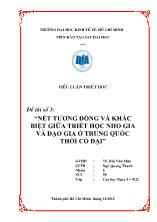 Đề tài số 3: Nét tương đồng và khác biệt giữa triết học nho gia và đạo gia ở Trung Quốc thời cổ đại