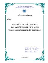 Đề tài Sự ra đời triết học Mác tạo ra bước ngoặt cách mạng trong lịch sử phát triển triết học(2)