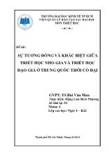 Đề tài : Sự tương đồng và khác biệt giữa triết học nho gia và triết học đạo gia ở Trung Quốc thời cổ đại