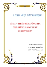 Đề tài Thiết kế xưởng bia nhà hàng năng xuất 500lit/ngày