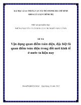 Đề tài Vận dụng quan điểm toàn diện, đặc biệt là quan điểm toàn diện trong đổi mới kinh tế ở nước ta hiện nay