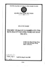 Đồ án Tìm hiểu về HACCP và nghiên cứu ứng dụng HACCP vào công nghệ sản xuất trà sữa