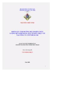 Khảo sát ảnh hưởng độ ẩm đến chất lượng bún khô bằng máy ép đùn trục vít tại công ty cổ phần thực phẩm Bích Chi