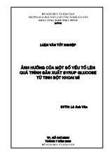 Luận văn Ảnh hưởng của một số yếu tố lên quá trình sản xuất syrup glucose từ tinh bột khoai mì