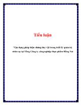 Tiểu luận Vận dụng phép biện chứng duy vật trong triết lý quản trị nhân sự tại Tổng Công ty công nghiệp thực phẩm Đồng Nai