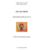 Bài tập nhóm môn kinh tế học quản lý về Công ty Cổ phần Bia Rượu Viger