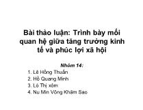 Bài thảo luận: Trình bày mối quan hệ giữa tăng trưởng kinh tế và phúc lợi xã hội