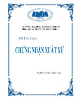 Bài Tiểu luận : Chứng nhận xuất xứ
