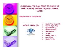 Chương 4: Tái cấu trúc tổ chức và thiết lập hệ thống trợ lực chiến lược