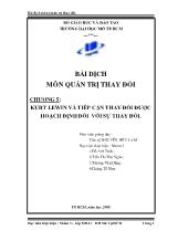 Chương 5: Kurt Lewin và tiếp cận thay đổi được hoạch định đối với sự thay đổi