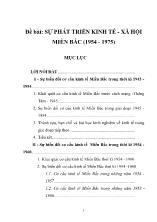 Đề bài: Sự phát triển kinh tế - Xã hội miền bắc (1954 - 1975)