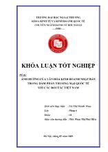 Đề tài Ảnh hưởng của văn hóa kinh doanh nhật bản trong đàm phán thương mại quốc tế với các đối tác Việt Nam