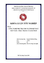 Đề tài Công nghệ phụ trợ cho ngành dệt may Việt Nam – thực trạng và giải pháp